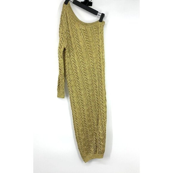 Anthropologie Maeve Swim Cover Up Gold Metallic One Shoulder NWT - Picture 3 of 14